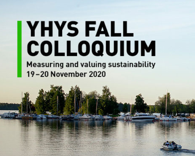 YHYS Fall Colloquium: Measuring and valuing sustainability, 19–20 November 2020